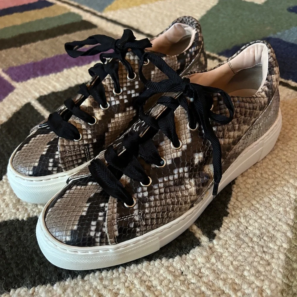 EUC AGL Attilio Giusti Leombruni Snakeskin Leather Sneakers 38.5 of Size 8.5 - Picture 1 of 10